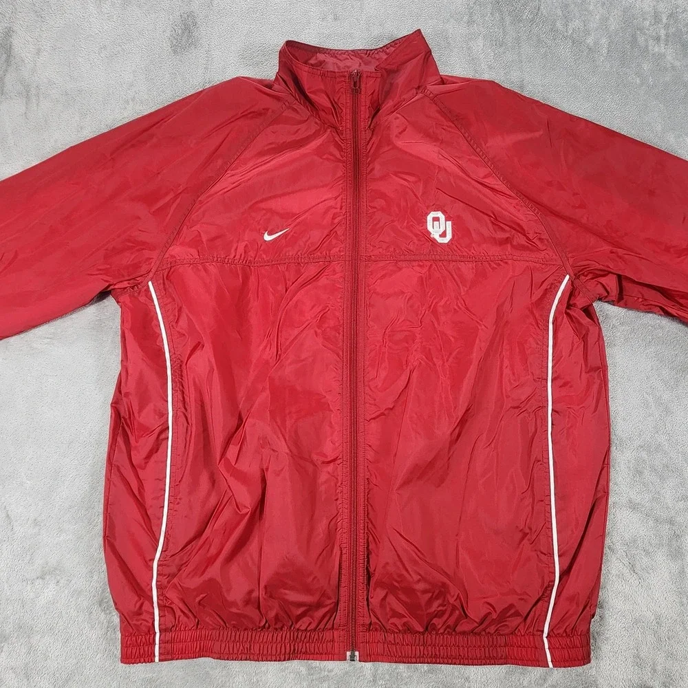 Vintage Oklahoma Sooners Jacket‎ Mens XL Red NCAA Football Nike Windbreaker